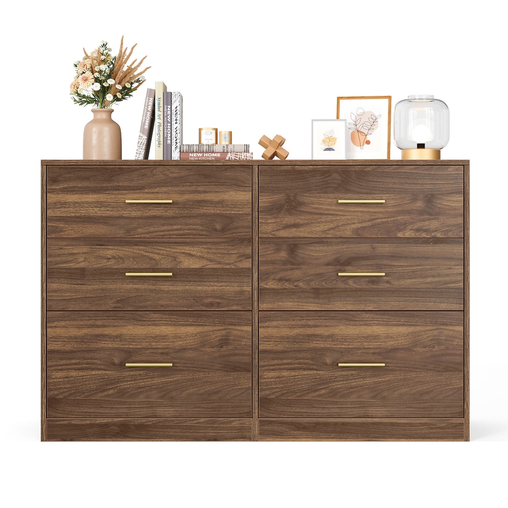 Wide 6-Drawer Dresser - Brown