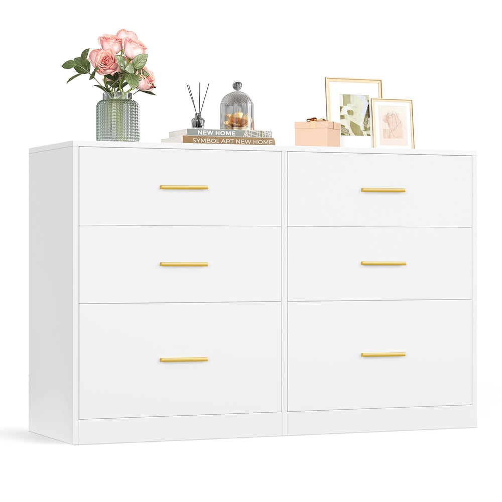 Wide 6-Drawer Dresser - White