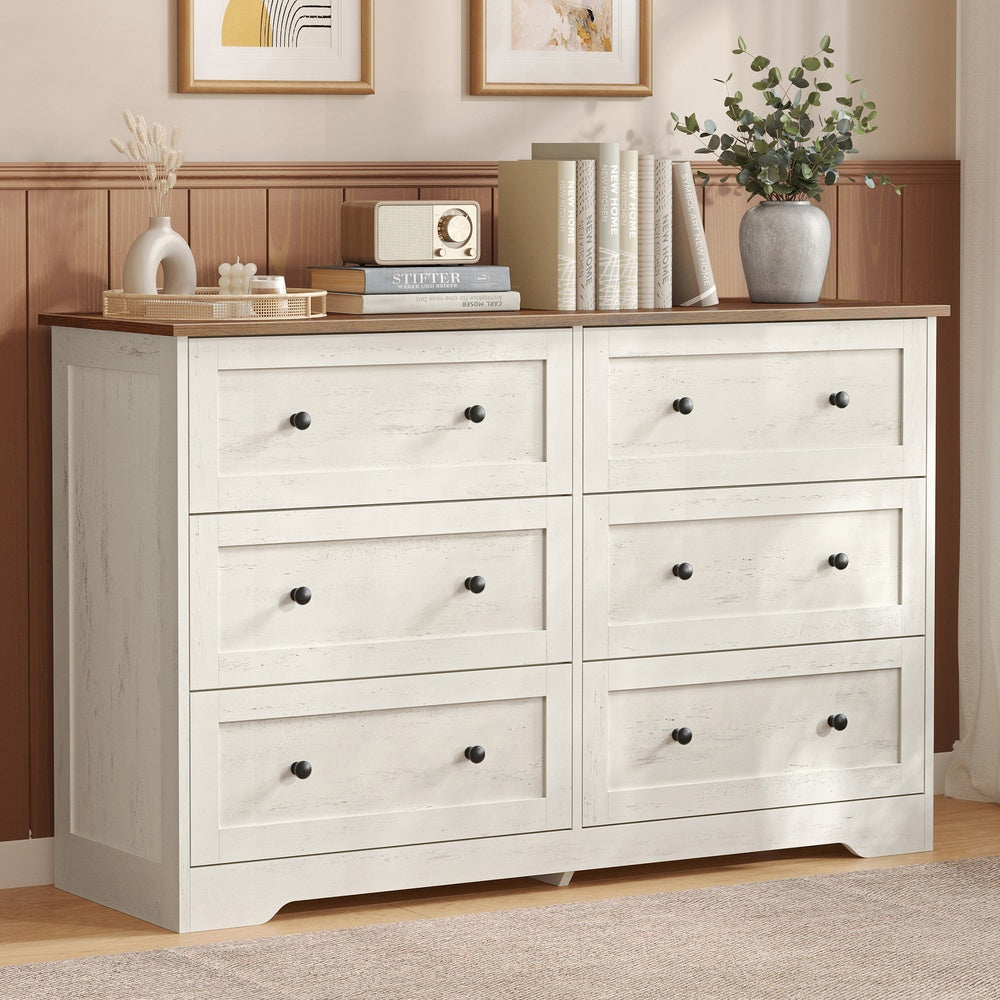 5-Drawer Dresser - Engineered Wood - 31.5"x15.7"x47.4" - Taupe Brown/Honey Brown - Cloud White, Warm Brown - 47.2 x 15.7 x 30.7 inch