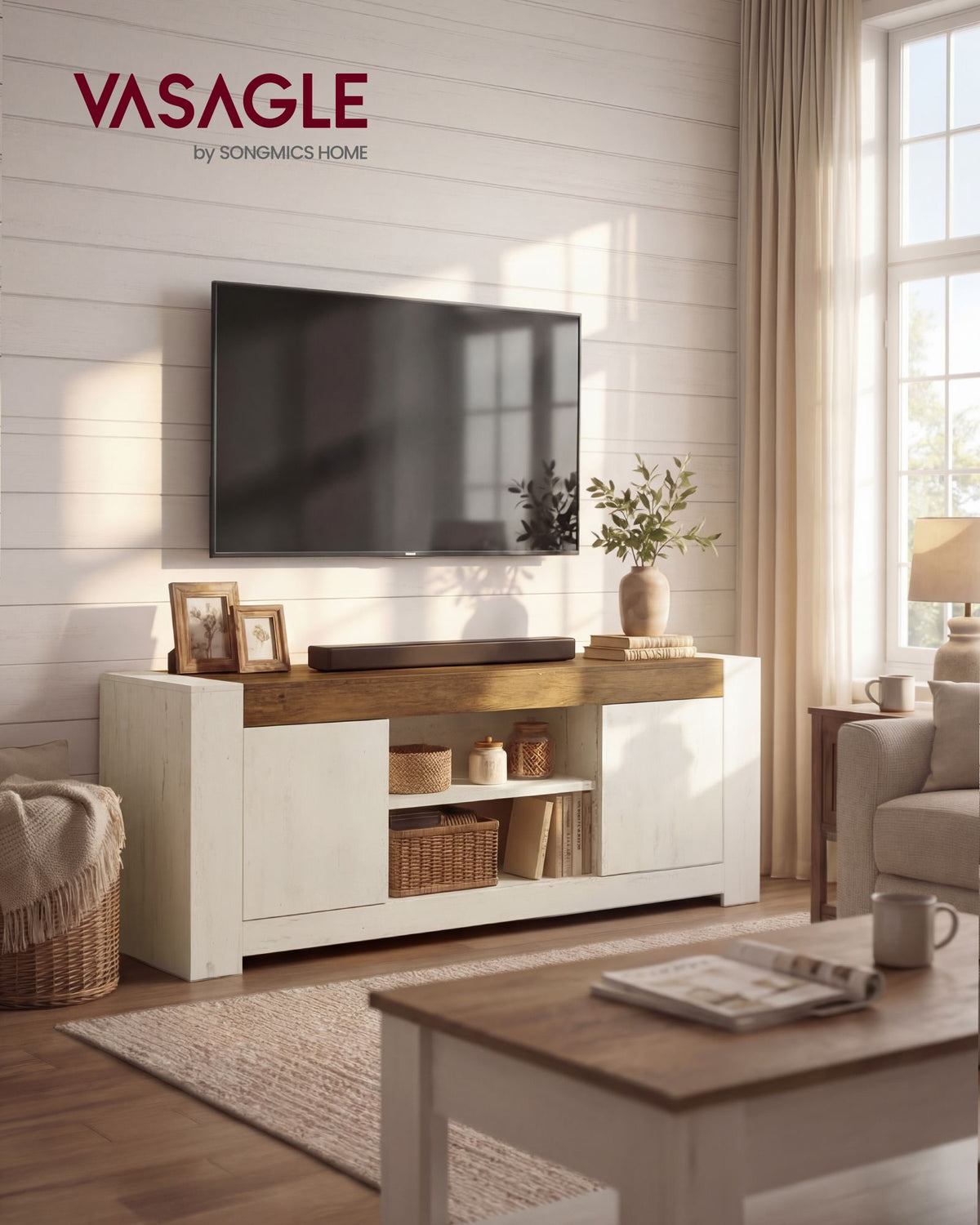 TV Stand - Farmhouse Entertainment Center - Storage Cabinets