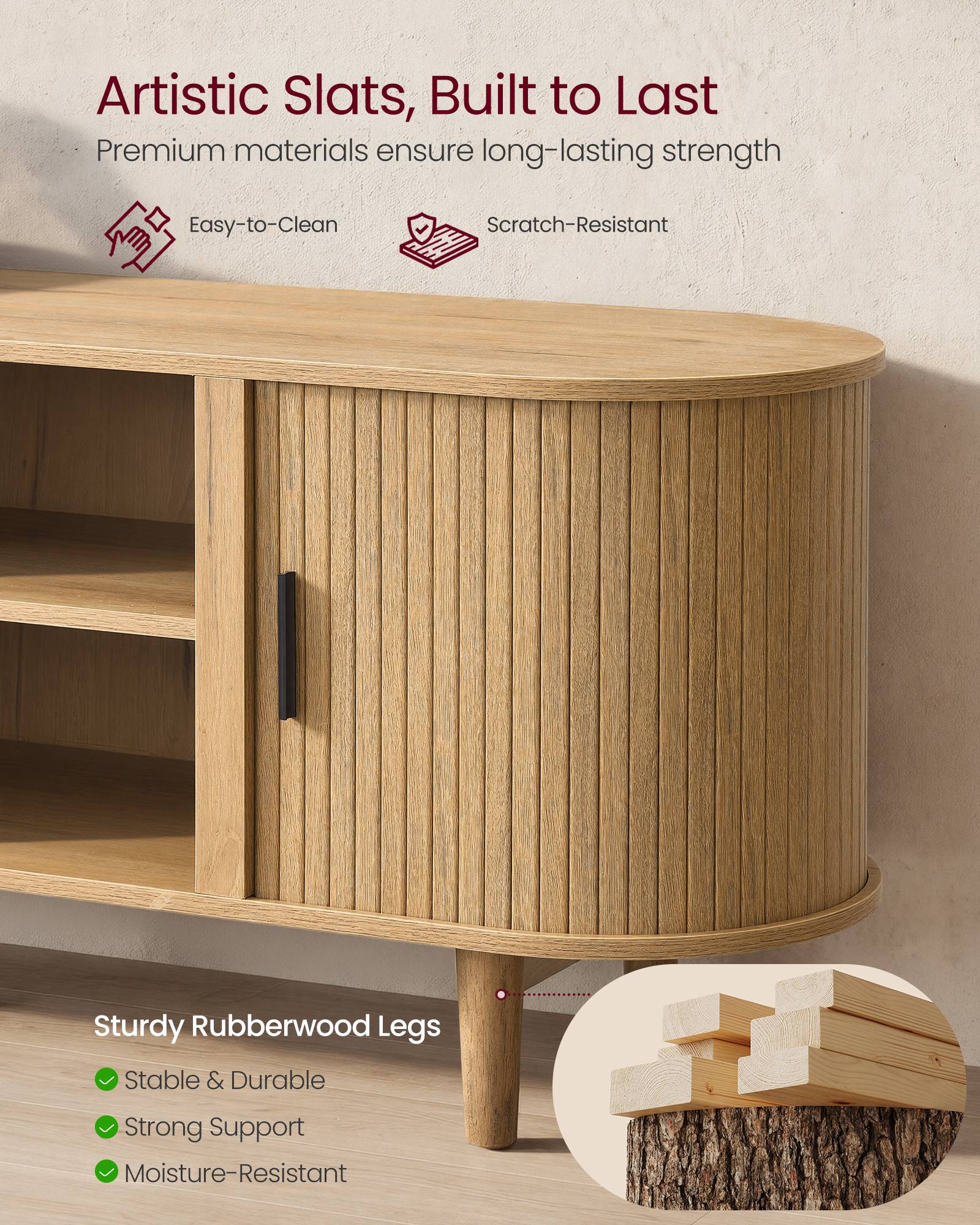 TV Stand for 65-Inch TVs - Sand Brown