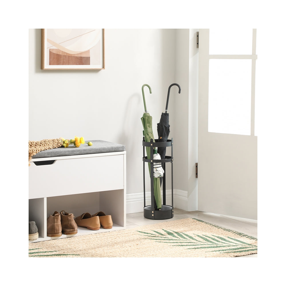 Steel Umbrella Stand with Round Holder and Detachable Drip Tray