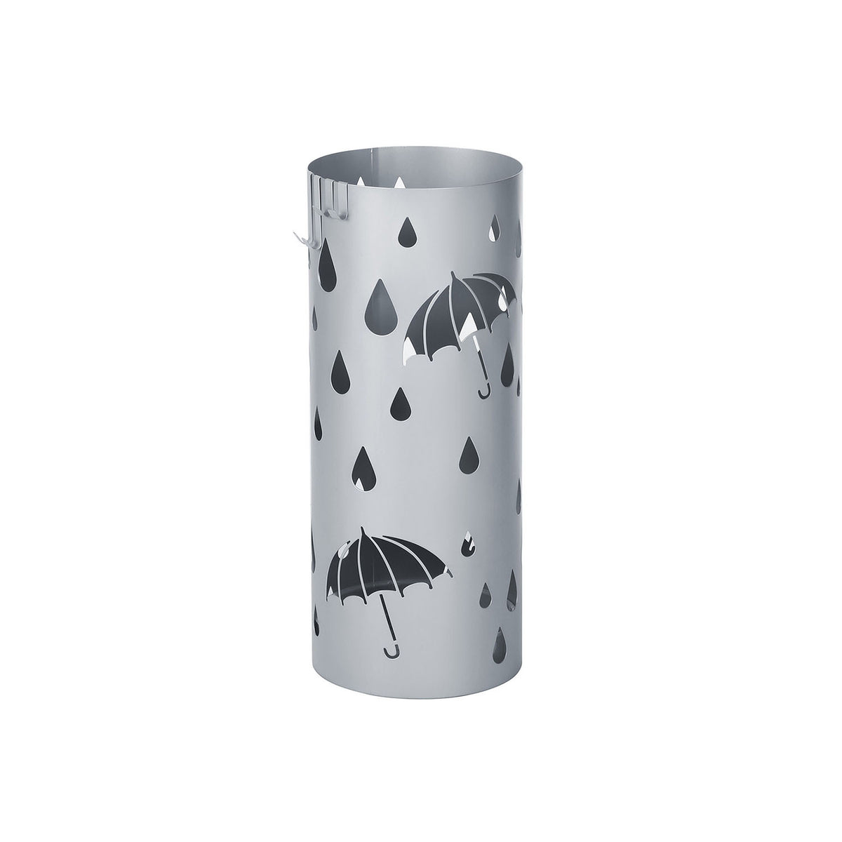 Metal Umbrella Holder with Water Tray and 4 Hooks - Silver Gray