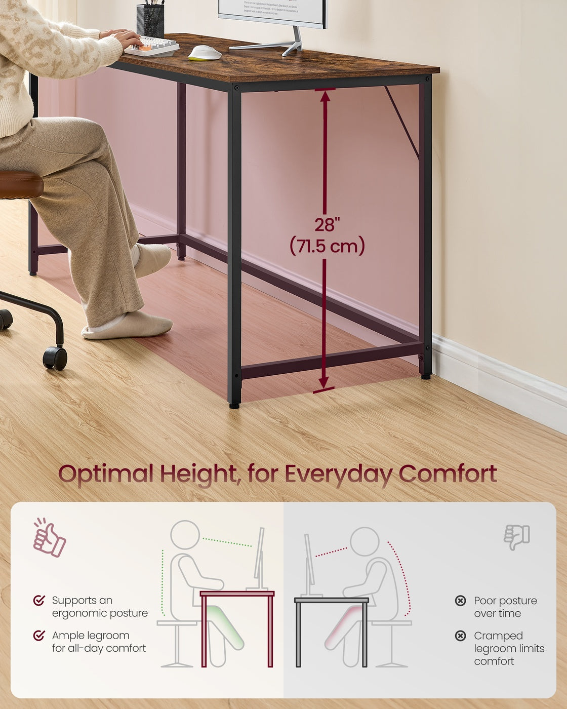 Particleboard Gaming Table with Steel Frame for Home Office