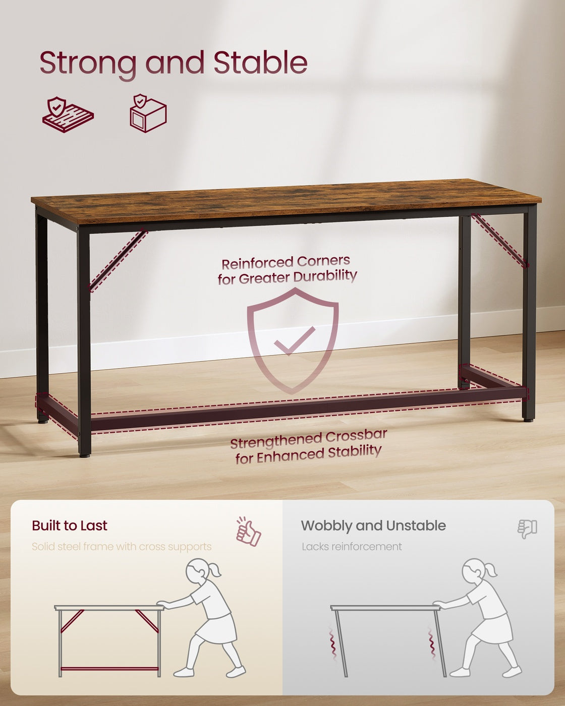 Particleboard Gaming Table with Steel Frame for Home Office