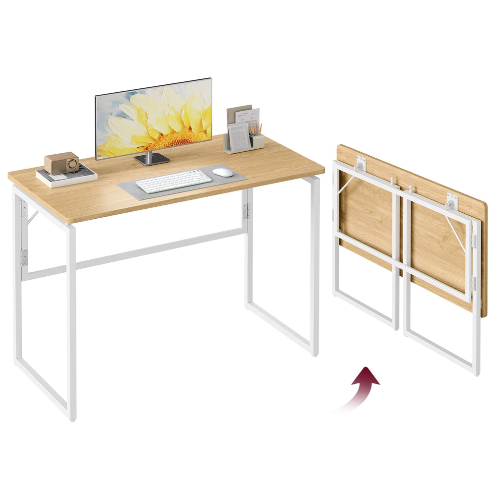 One-Piece Foldable Computer Desk with Rounded Edges - Straw Yellow - 39.4"W x 19.7"D x 29.1"H