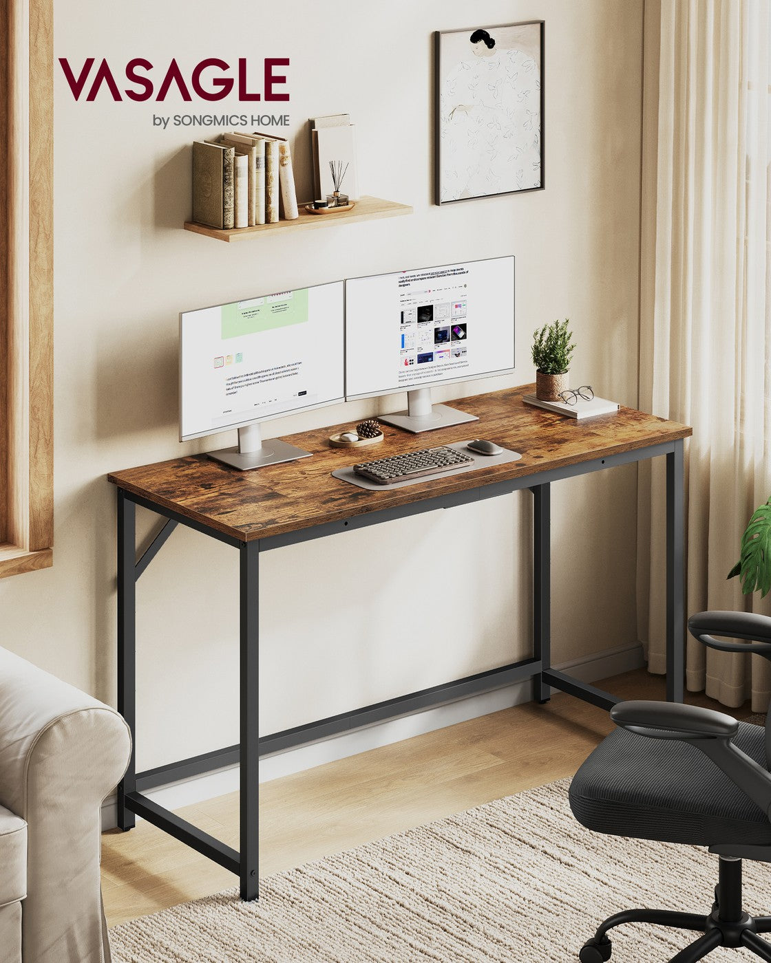 Steel Frame Computer Desk - 47.2-Inch - For Study or Home Office