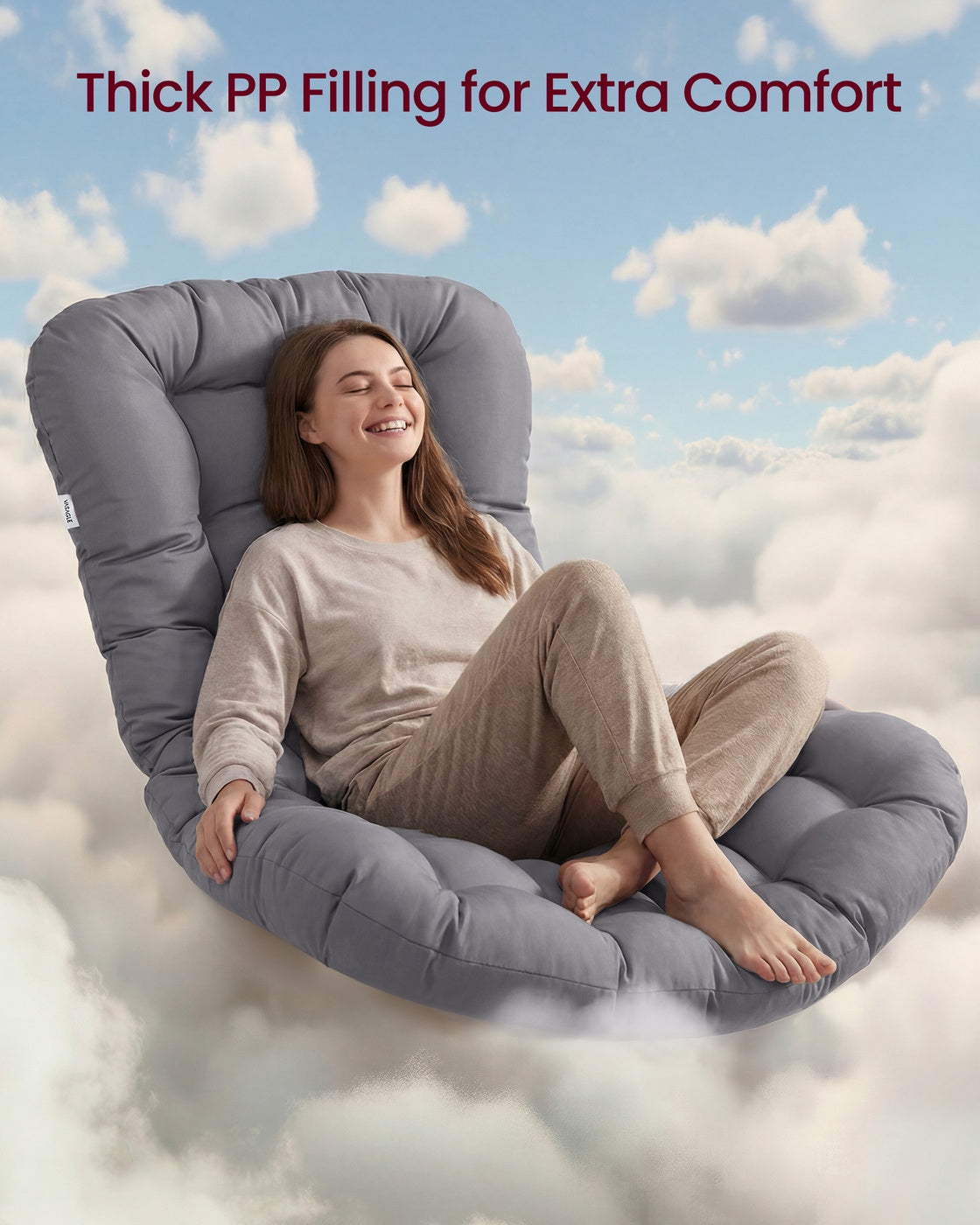 Outdoor Rocking Papasan Chair - Extendable Footrest - Removable Cushion