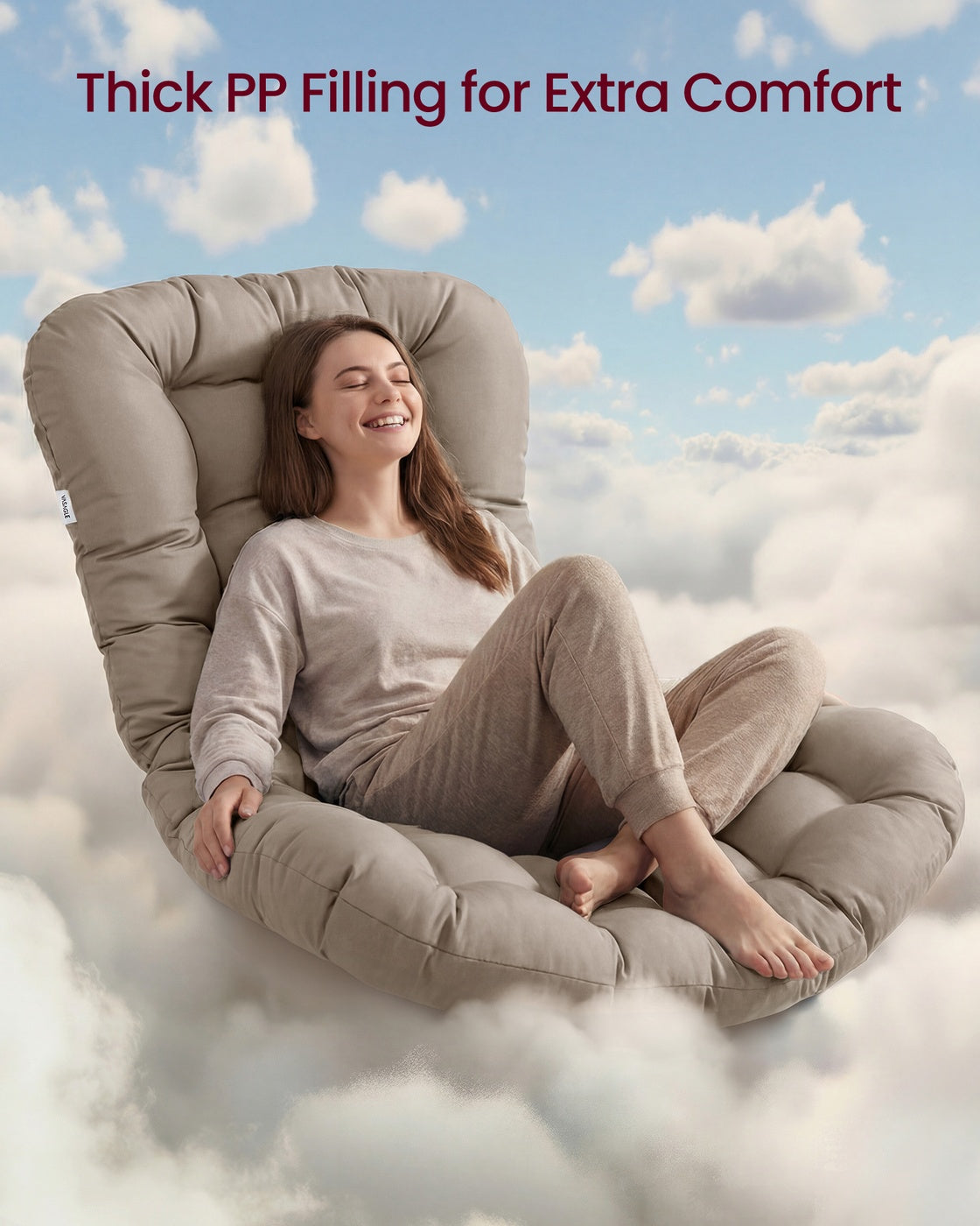 Steel Rocking Papasan Chair - Deep Cushioned Seat - Patio and Indoor Use
