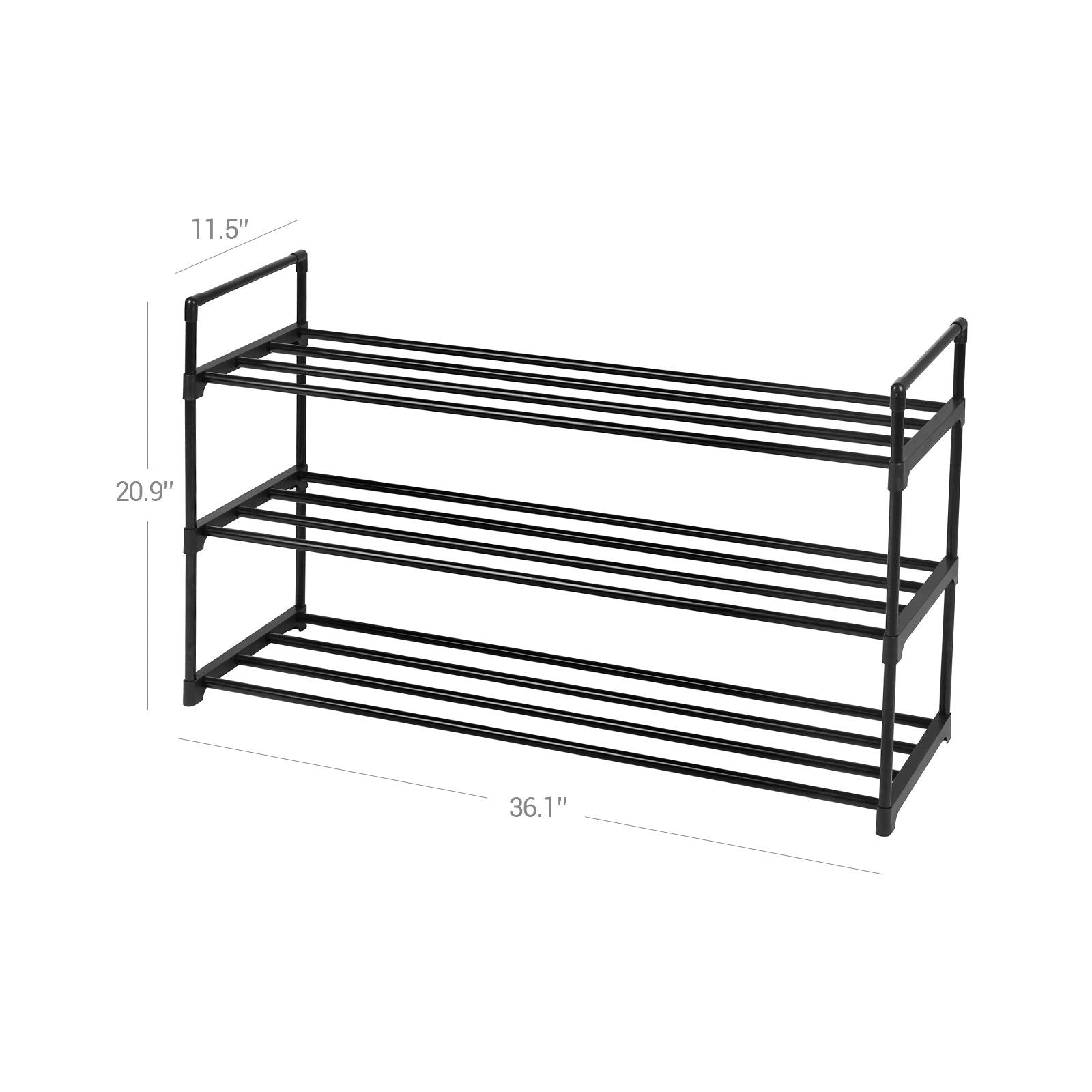Shoe Rack - 3-Tier Shoe Storage Organizer - Metal Shoe Shelf