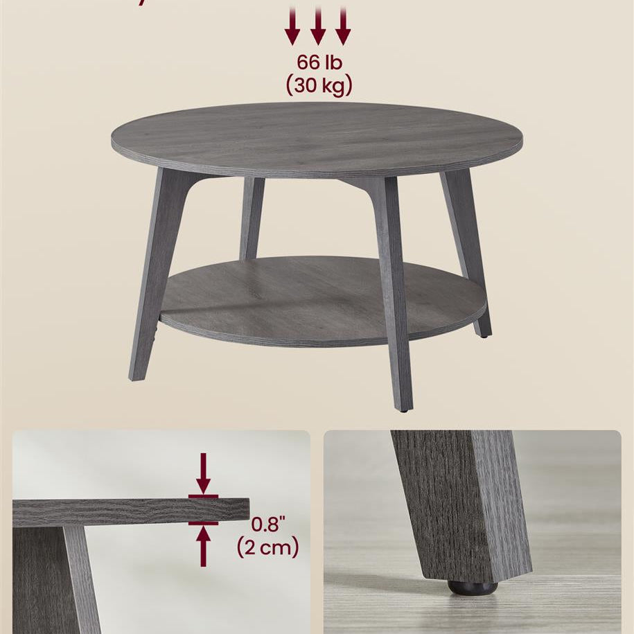 Modern 2-Tier Round Coffee Table – 31.5" Diameter