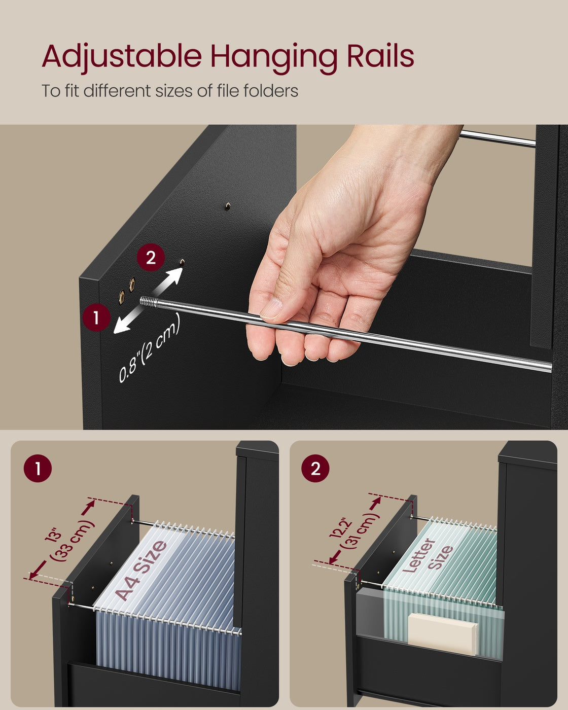 File Cabinet - 2-Drawer - Rolling - Industrial Style