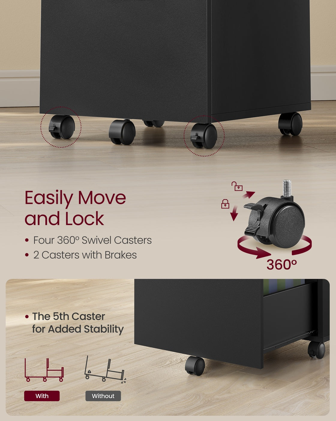 File Cabinet - 2-Drawer - Rolling - Industrial Style