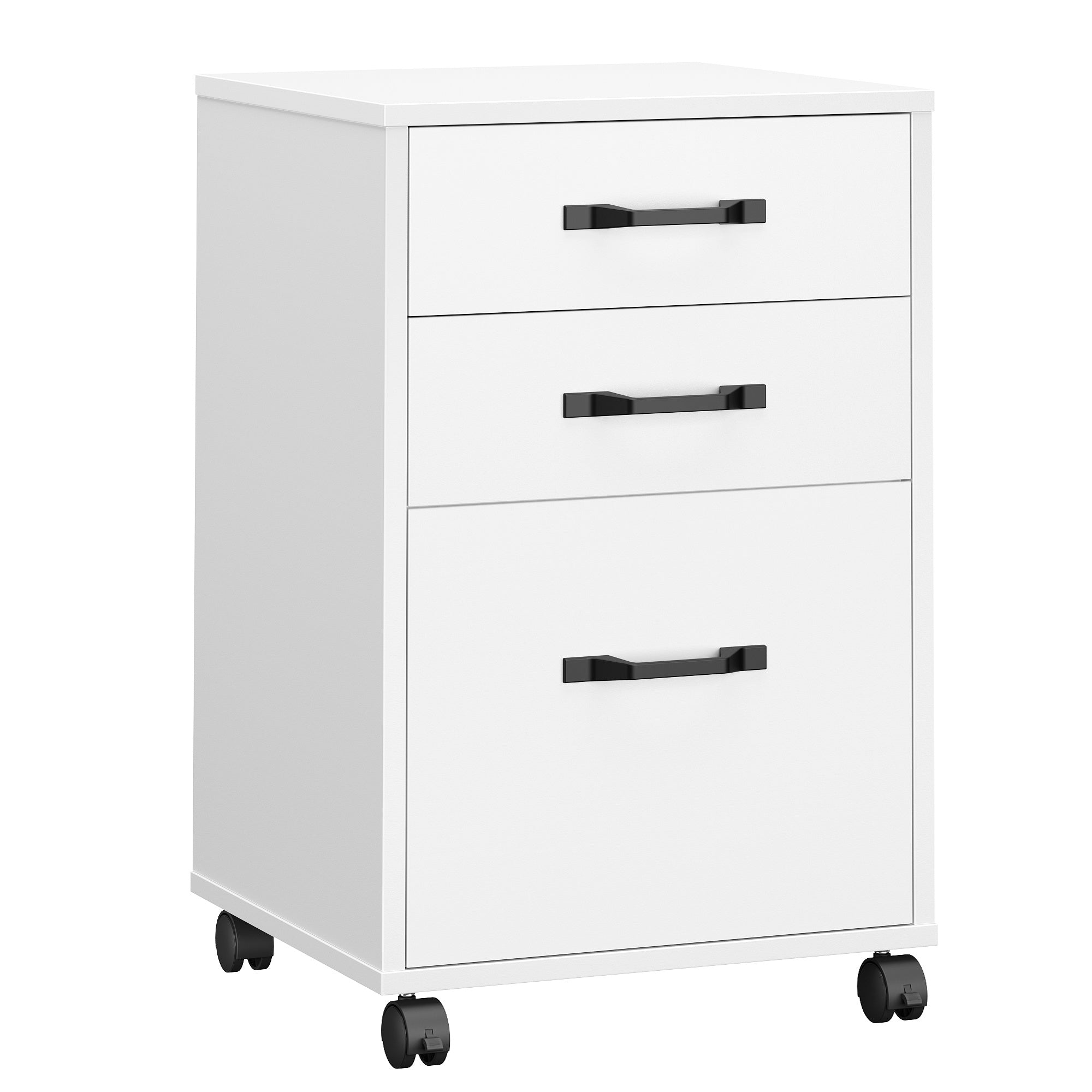 Mobile File Cabinet - 3 Drawers Filing Cabinet with Wheels - Cloud White