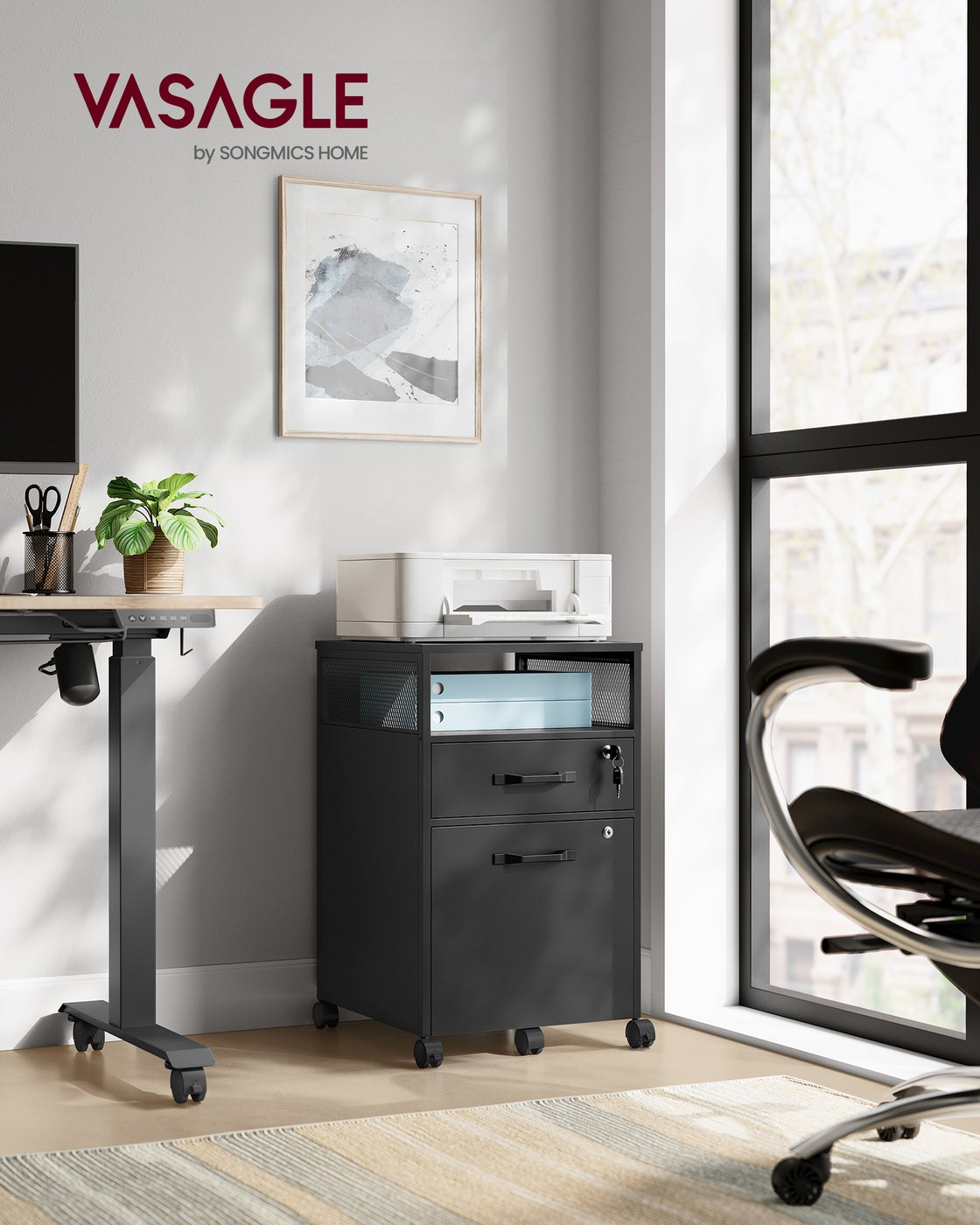 File Cabinet - 2 Drawers - 4A Letter Size - Black - Ink Black