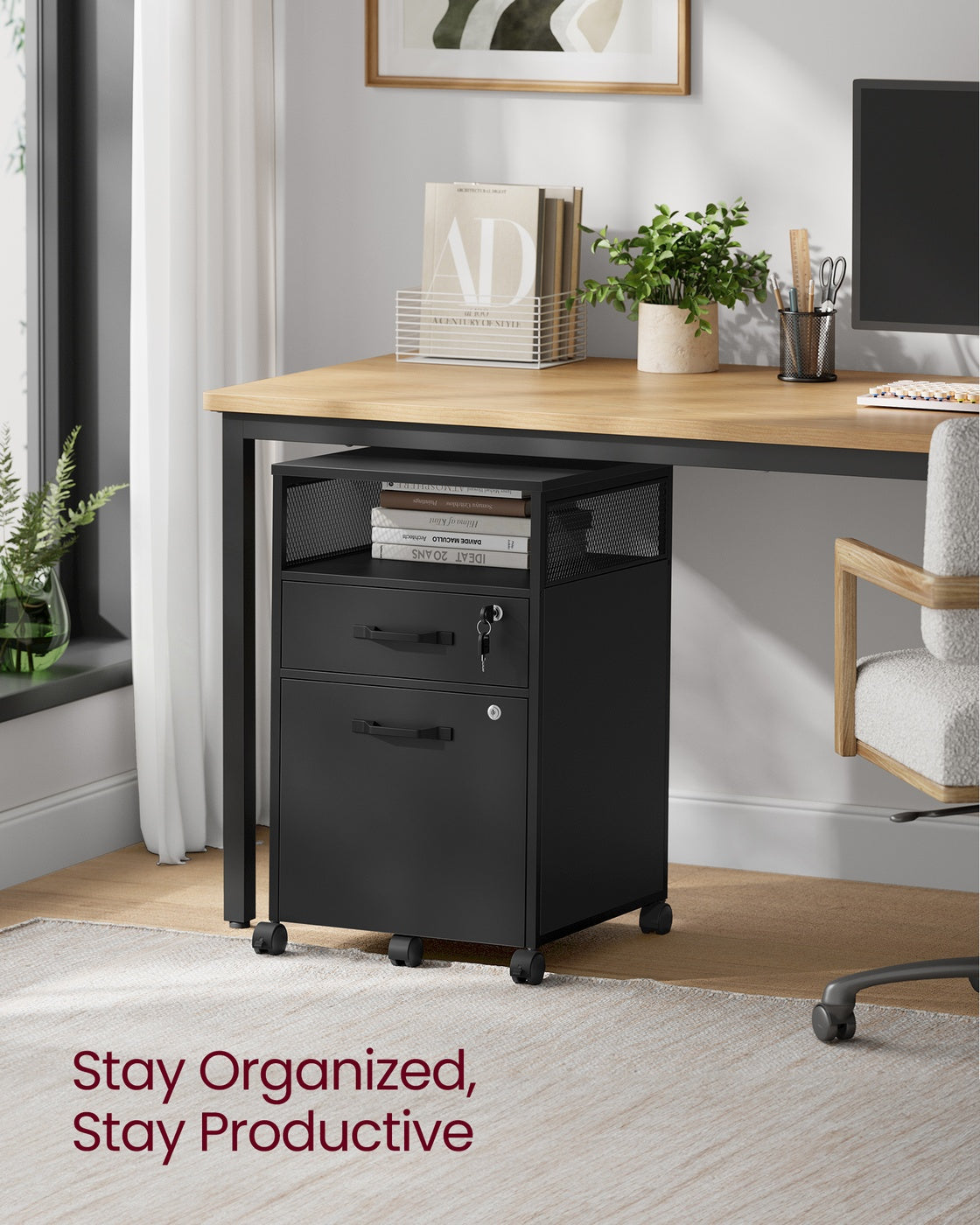 File Cabinet - 2 Drawers - 4A Letter Size - Black - Ink Black
