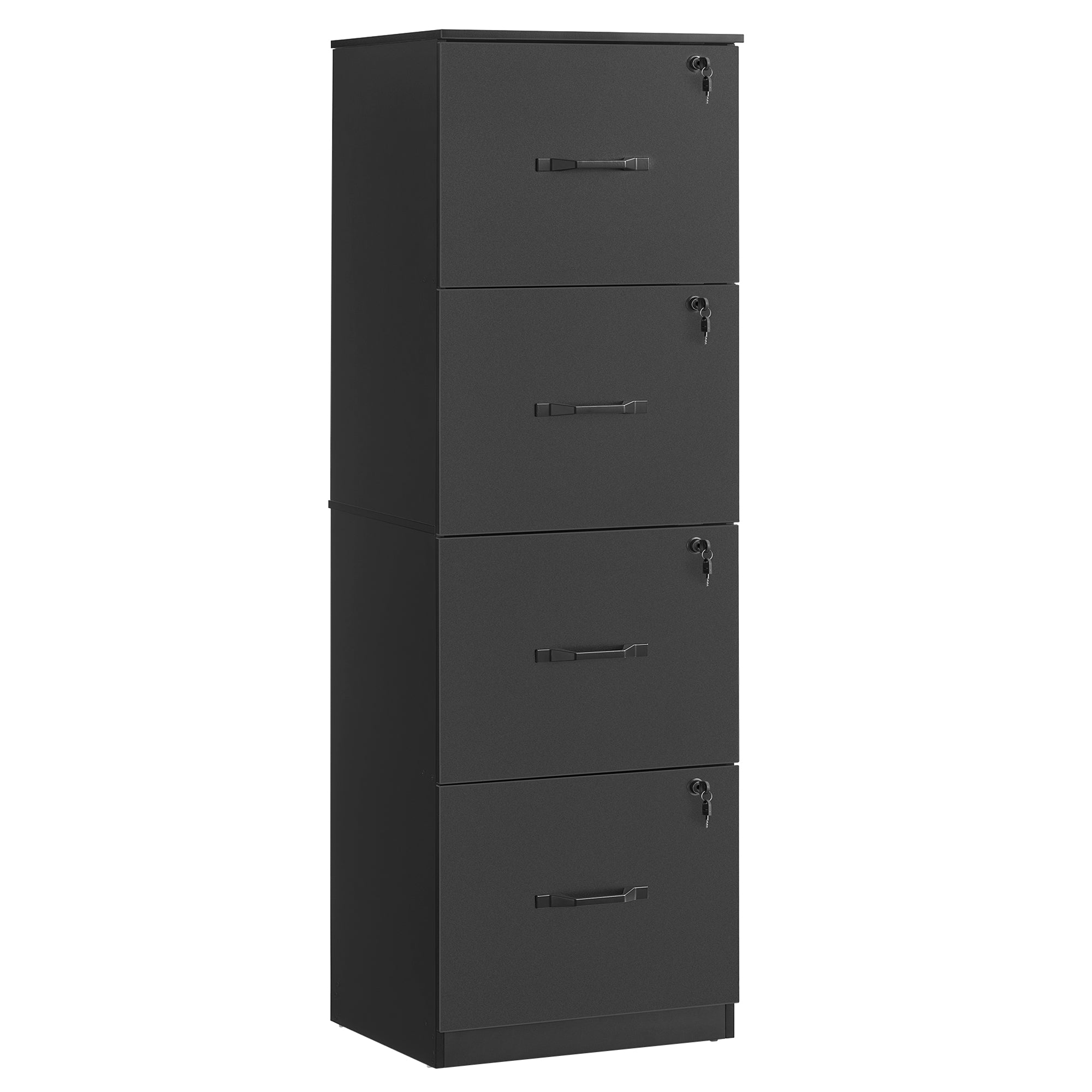 4-Drawer Vertical File Cabinet - Filing Cabinet for Home Office - Printer Stand - with 4 Lockable Drawers - Adjustable Hanging Rail - for A4 and Letter-Size Files - Ink Black UOFC082B01 - Ink Black