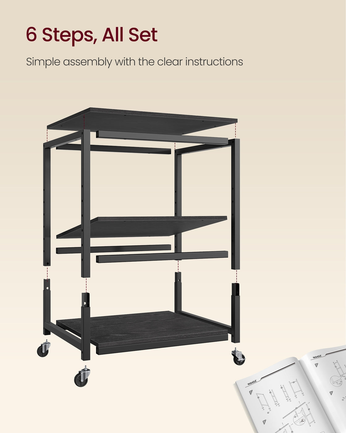 3-Tier Rolling Printer Stand