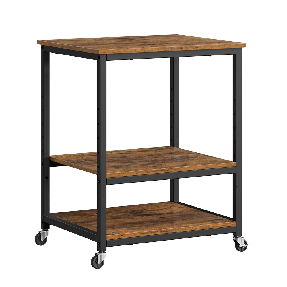 3-Tier Rolling Printer Stand - Brown + Black