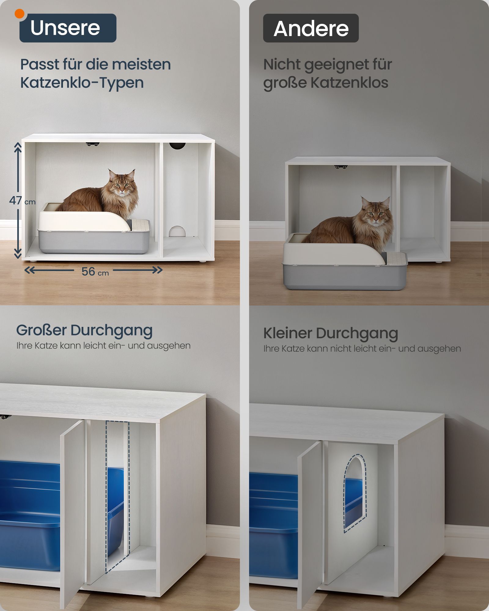 Cat Litter Box Enclosure - Toolless Assembly - For Large Cats - 31 Inch