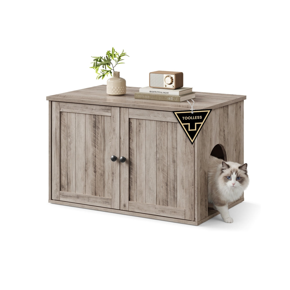 Cat Litter Box Enclosure - Greige