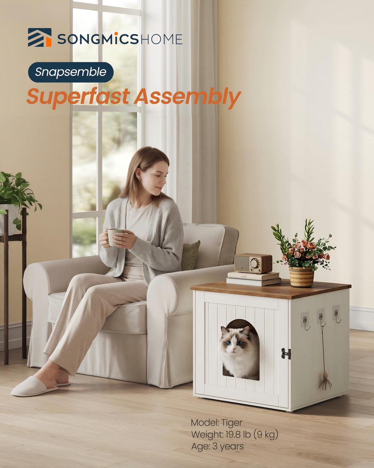 Cat Litter Box Enclosure - Superfast Assembly - 21.7 x 19.7 x 19.7 inches