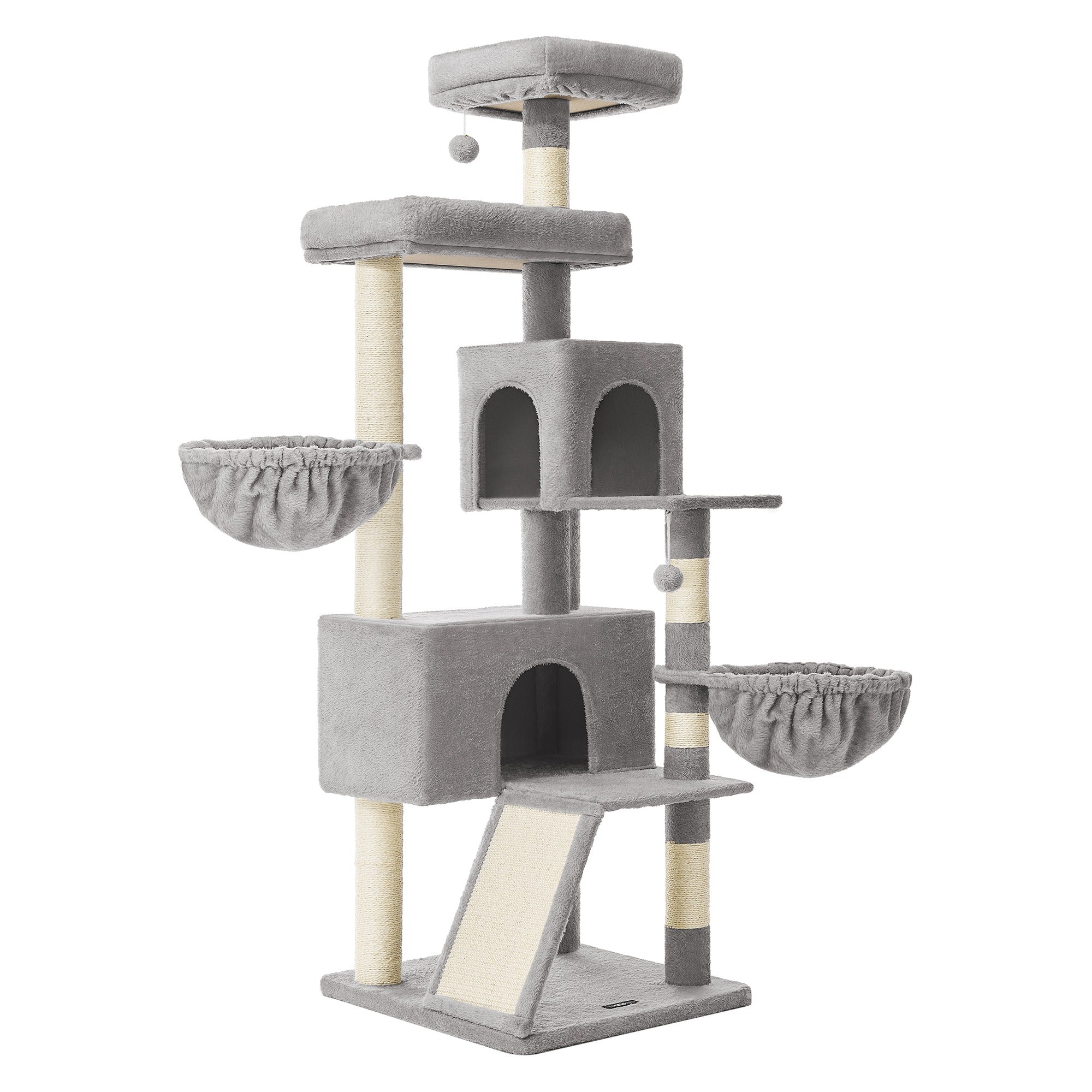 Large Cat Tree Tower - 68.5-Inch Tall Cat Condo with Large Perch