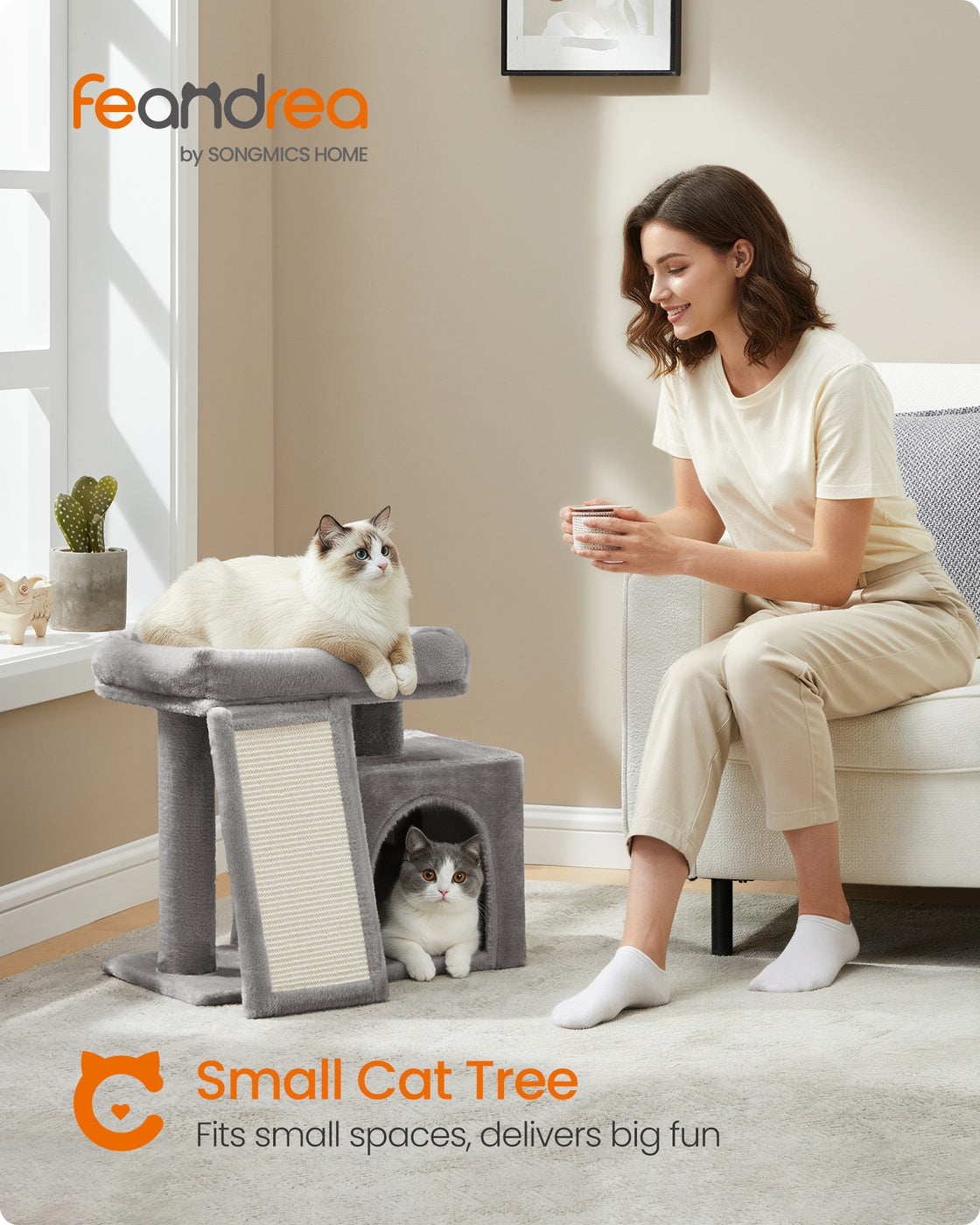 Cat Tree Condo with Ramp - 20.1 x 15.4 x 18.3 Inches - Dove Gray - Dove Gray