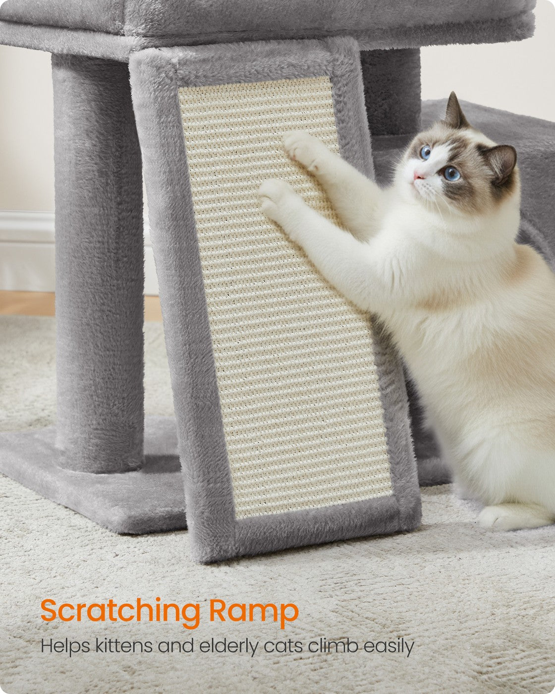 Cat Tree Condo with Ramp - 20.1 x 15.4 x 18.3 Inches - Dove Gray - Dove Gray