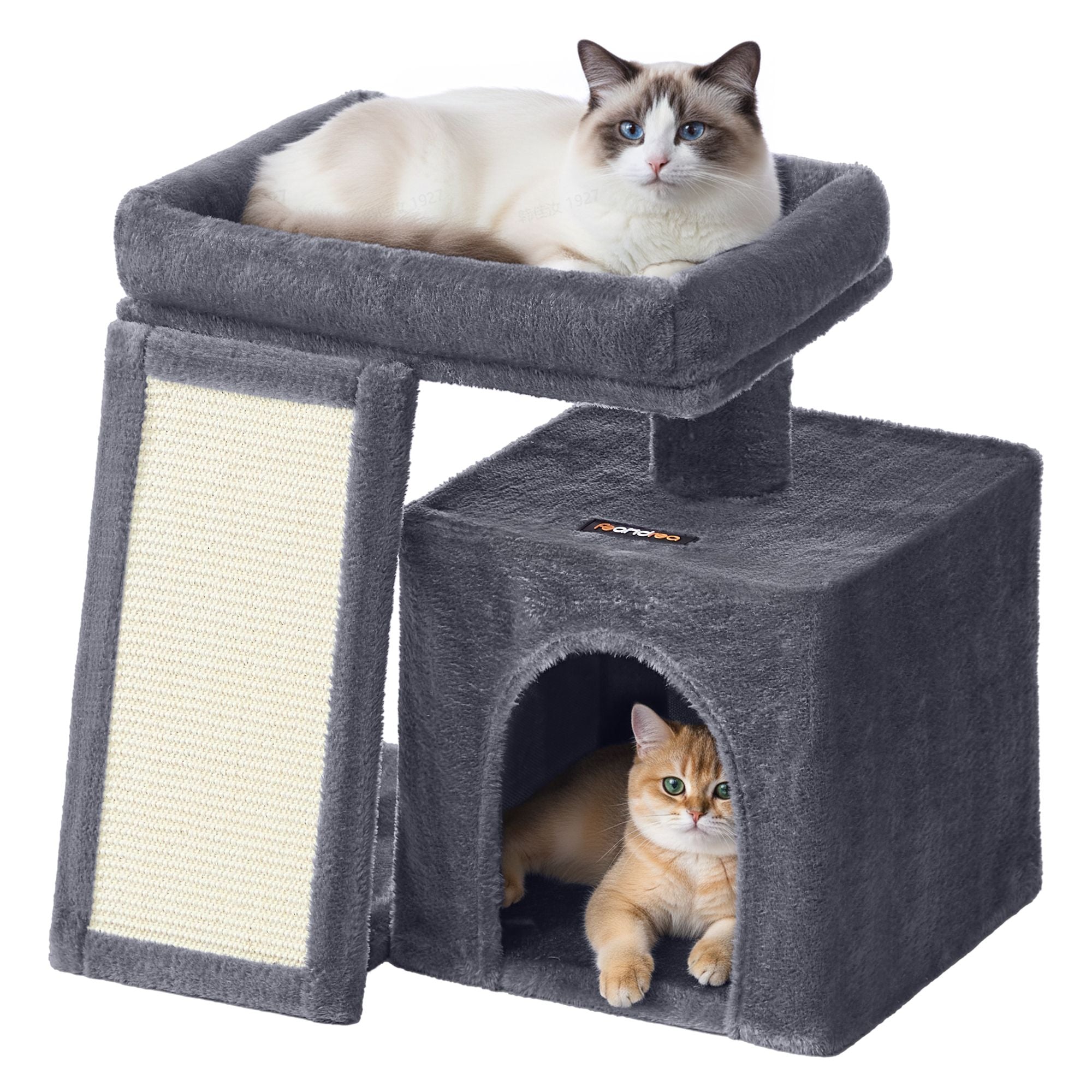 Cat Tree Condo with Ramp - 20.1 x 15.4 x 18.3 Inches - Dove Gray - Dark Gray