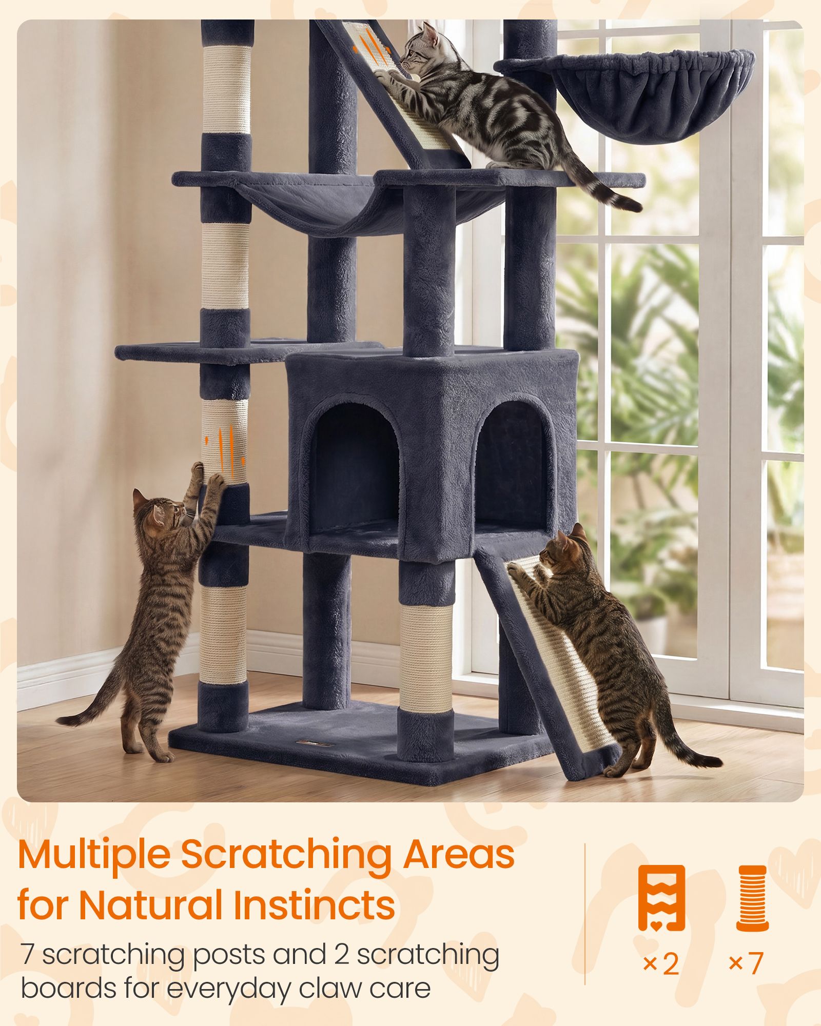 Cat Tree with Sisal Scratching Posts - Dark Gray