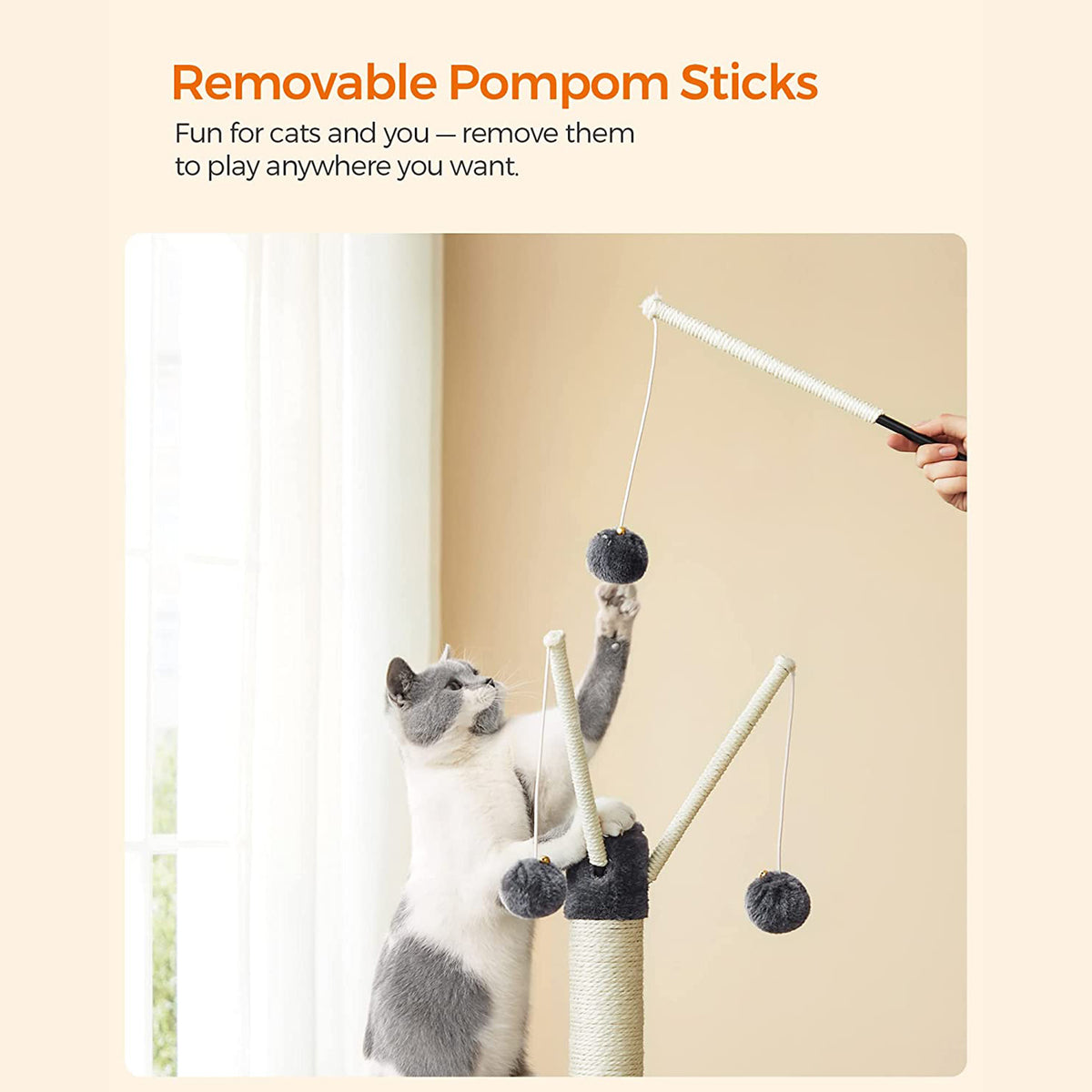 46.5-Inch Cat Tower for Indoor Cats - Smoky Gray