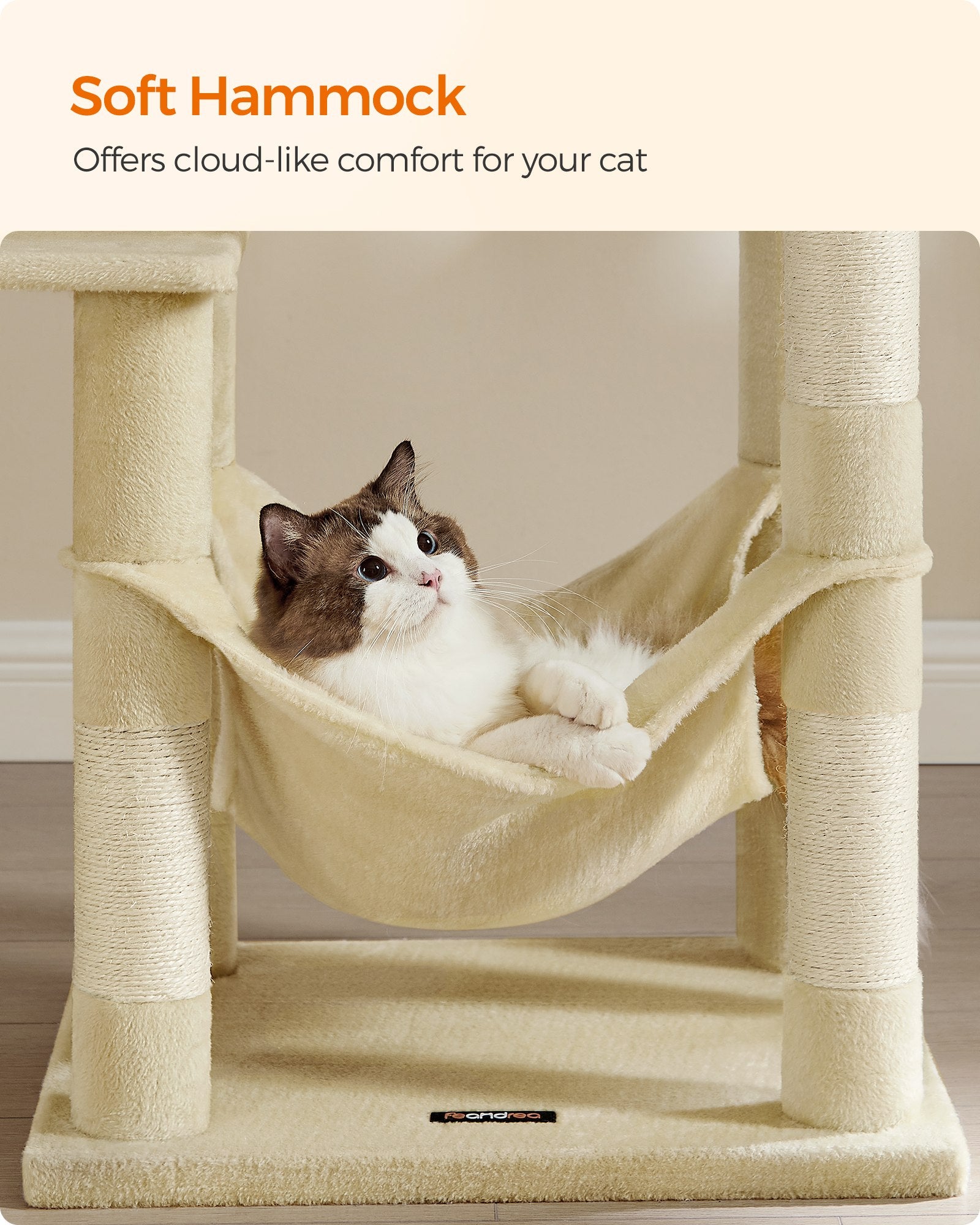 Cat Tree - 56.3-Inch Cat Tower for Indoor Cats - Multi-Level Cat Condo with 4 Scratching Posts Beige - Beige