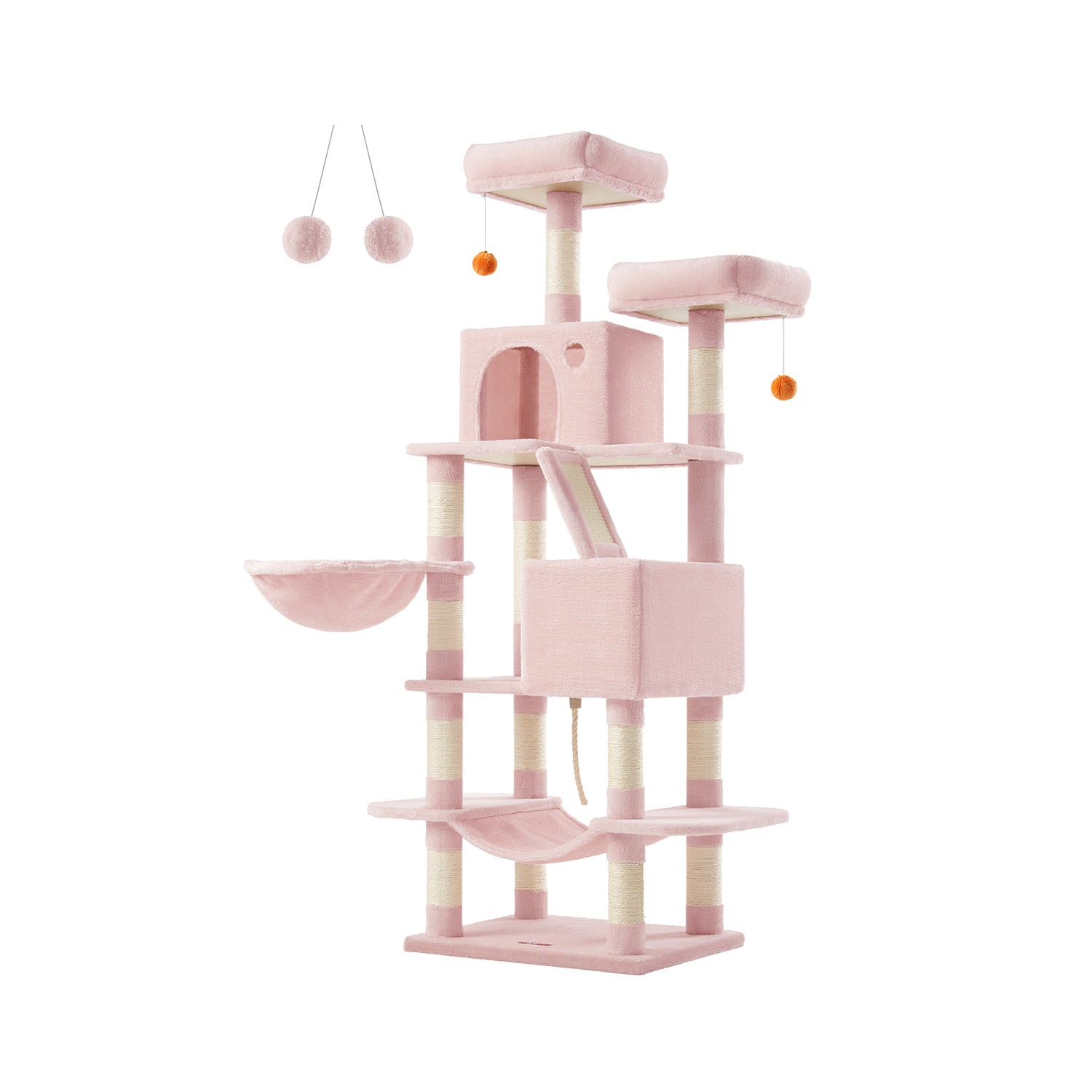 81.1" Large Multi-Level Cat Tree with 13 Scratching Posts - Jelly Pink