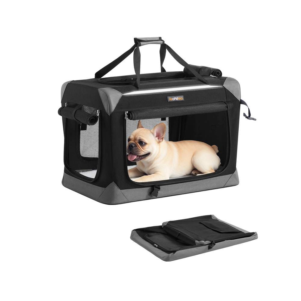 Collapsible Fabric Dog Crate - 24 Inch - Mesh Doors - Folds Flat For Travel