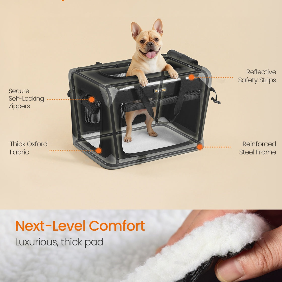 Collapsible Fabric Dog Crate - 24 Inch - Mesh Doors - Folds Flat For Travel