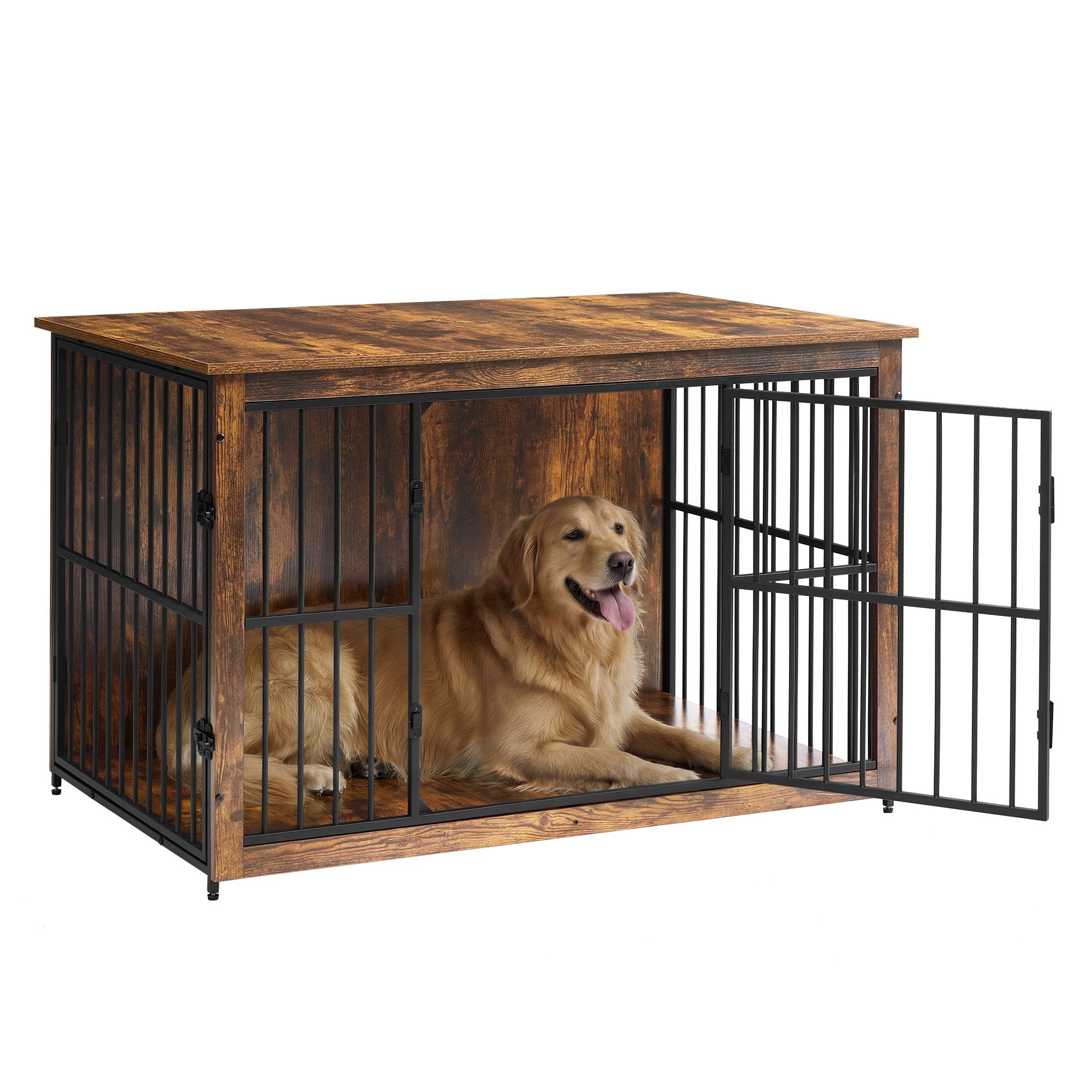 Wooden Dog Crate Furniture - Rustic Brown