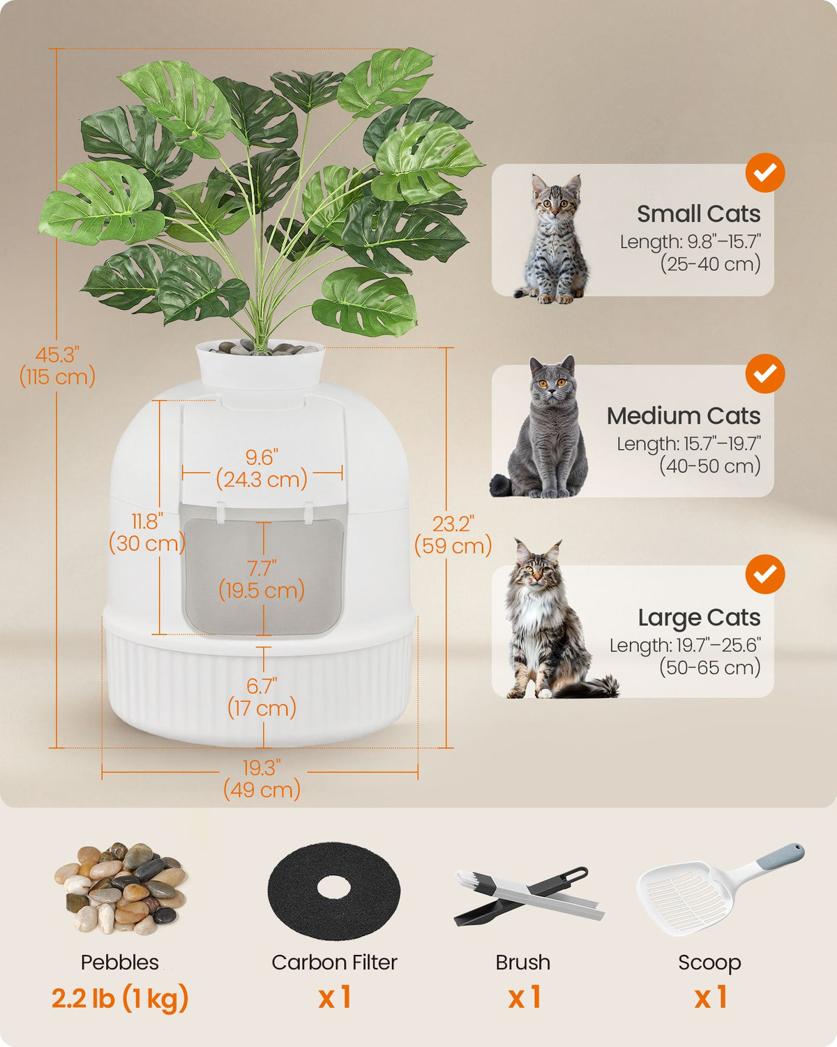 Cat Litter Box Enclosure - Artificial Plant Design - PP Plastic
