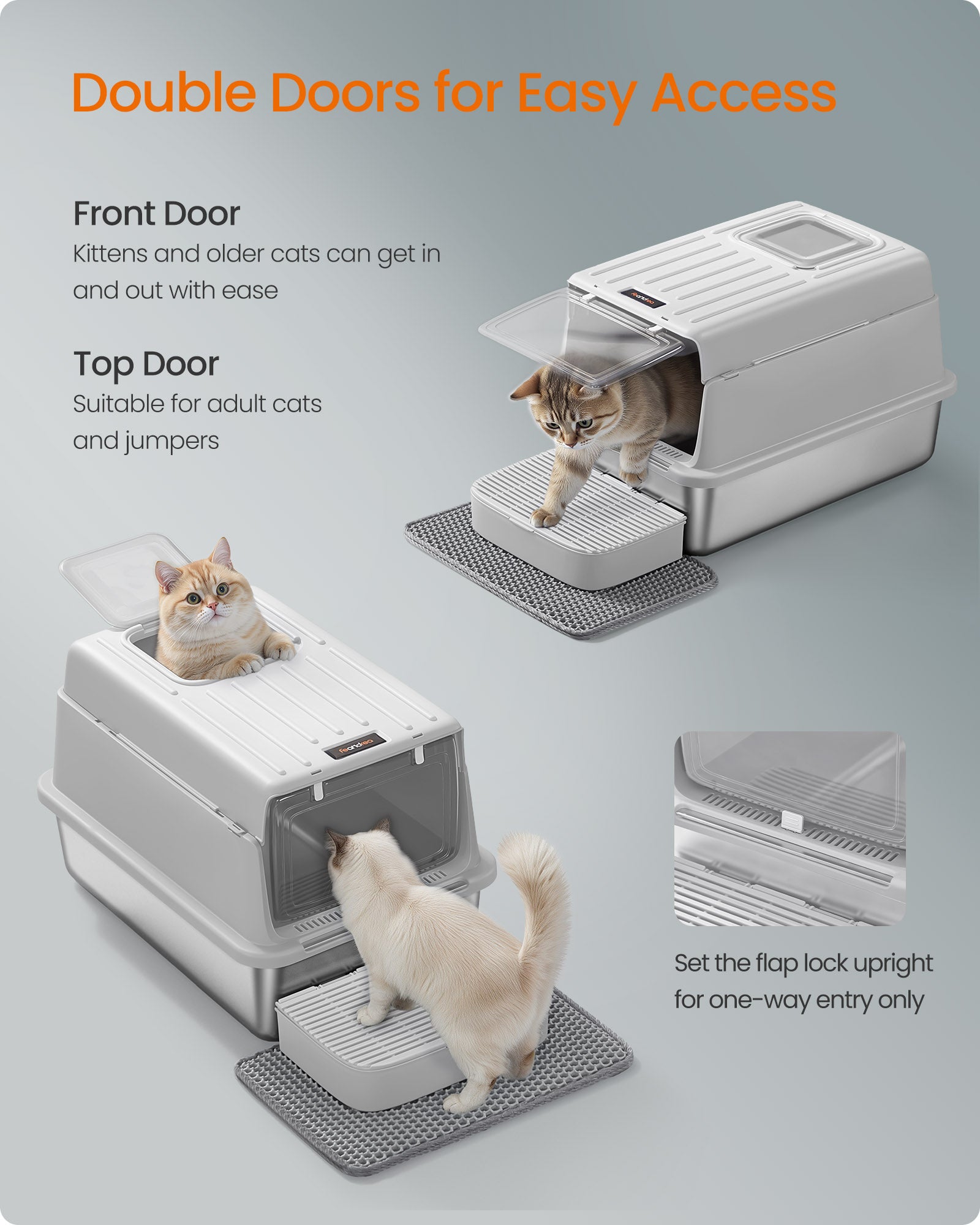 Stainless Steel Cat Litter Box with Flip Lid