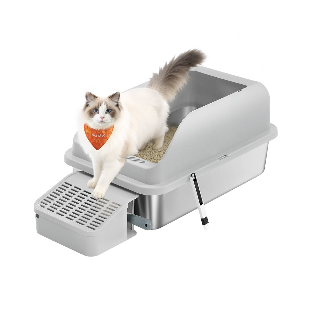 Stainless Steel Cat Litter Box - Dove Gray