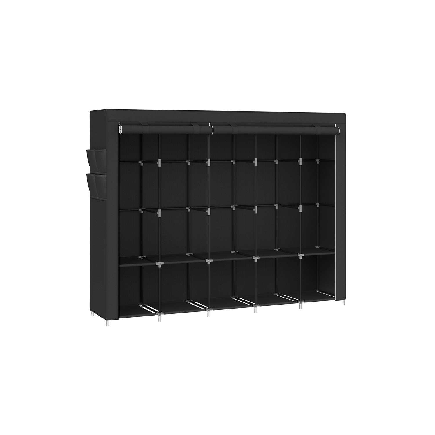 Portable wardrobe closet – hanging space and shelves – steel frame – 4 side pockets