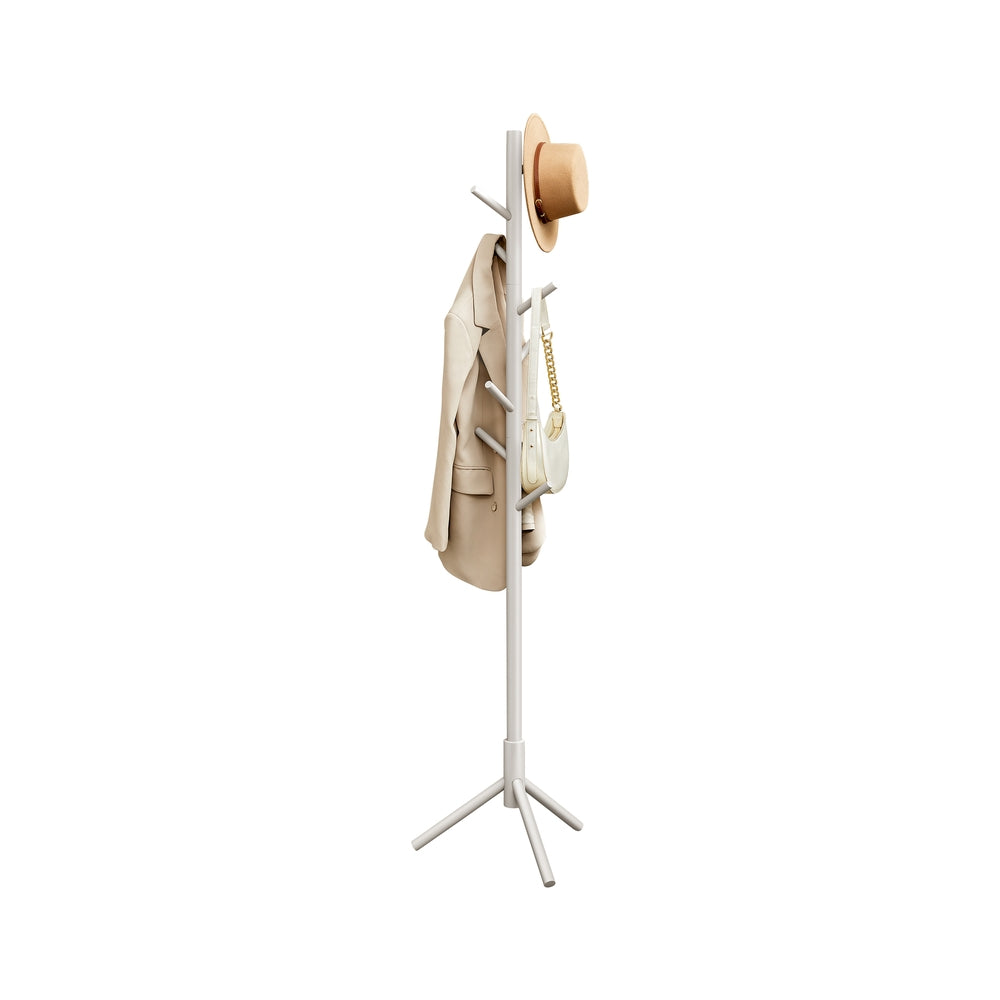 Solid Wood Coat Rack with 8 Hooks Ink Black - Cappuccino Beige