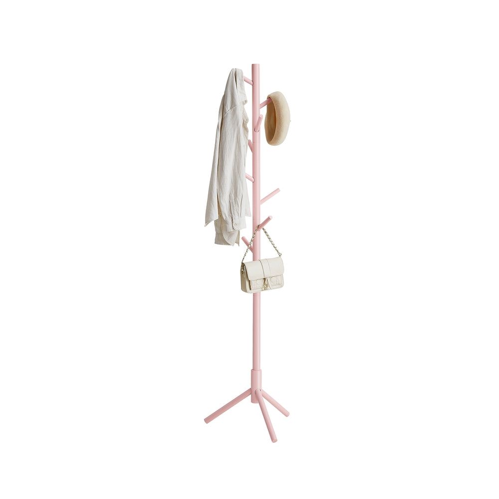 Solid Wood Coat Rack with 8 Hooks Ink Black - Jelly Pink