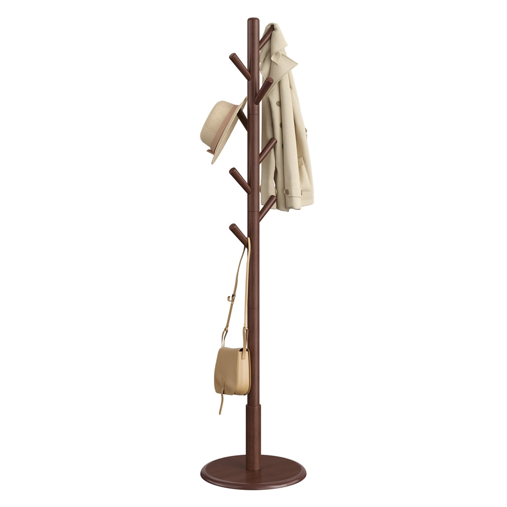 Solid Wood Coat Rack with 8 Hooks Caramel Brown