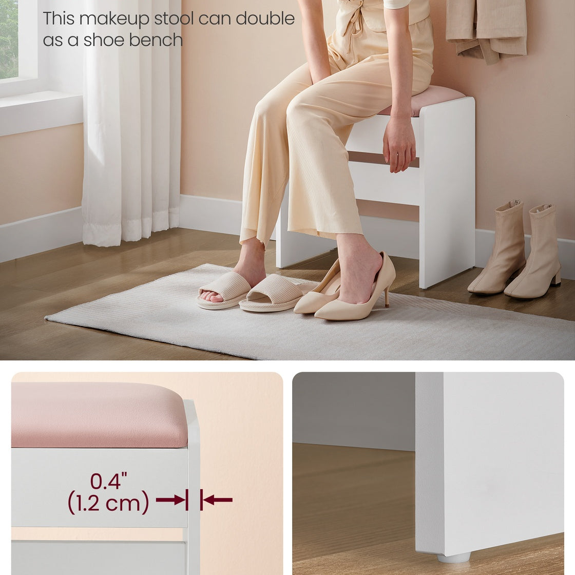 Velvet Vanity Stool With Storage
