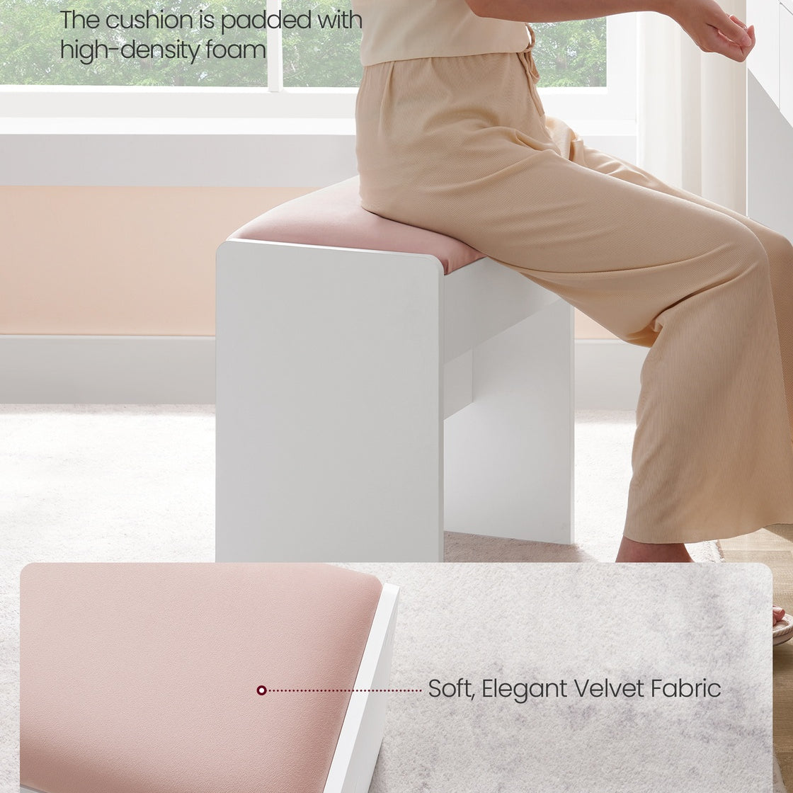 Velvet Vanity Stool With Storage