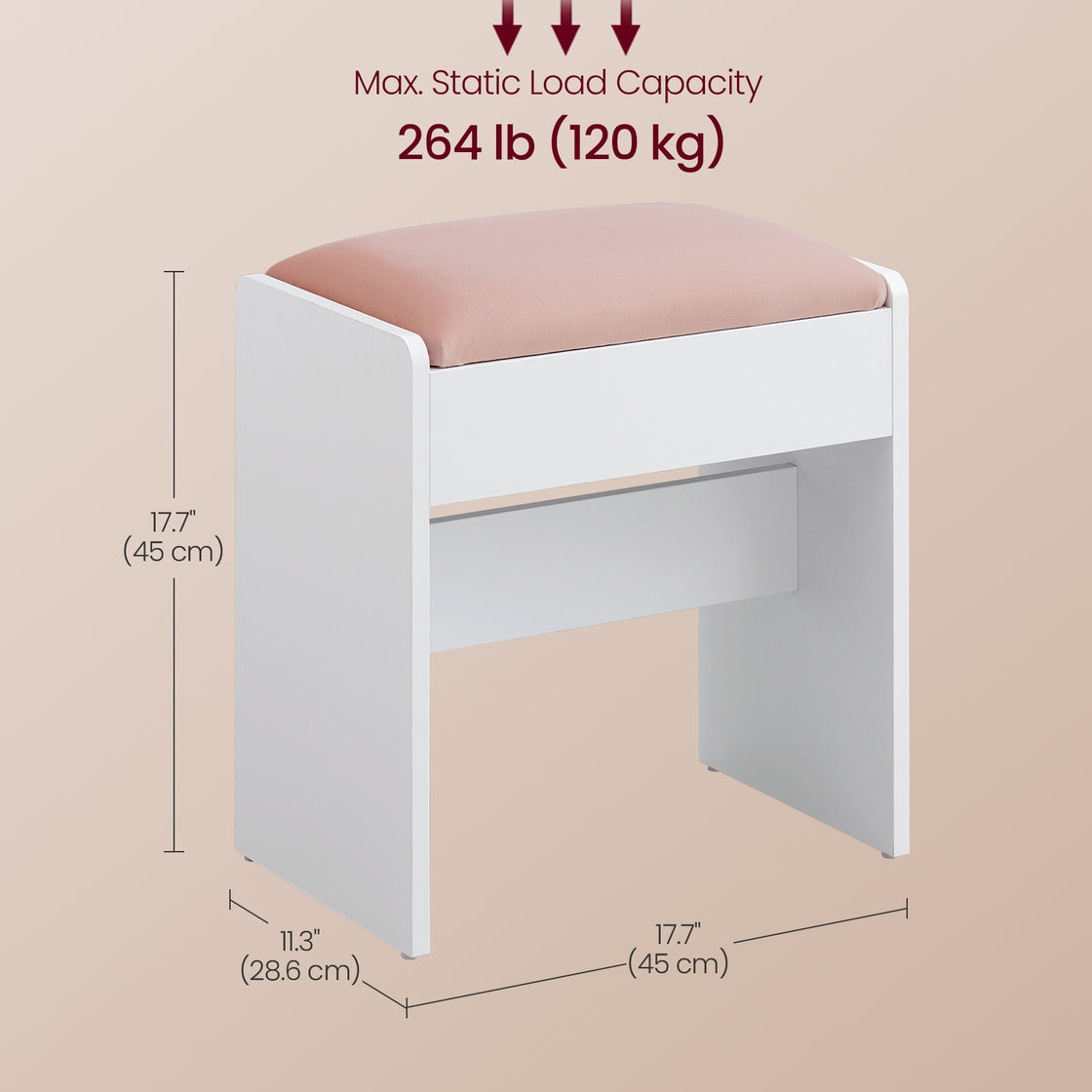 Velvet Vanity Stool With Storage