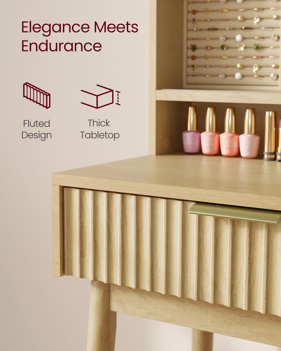 MAXE Collection - Vanity Desk with Sliding Mirror and Lights