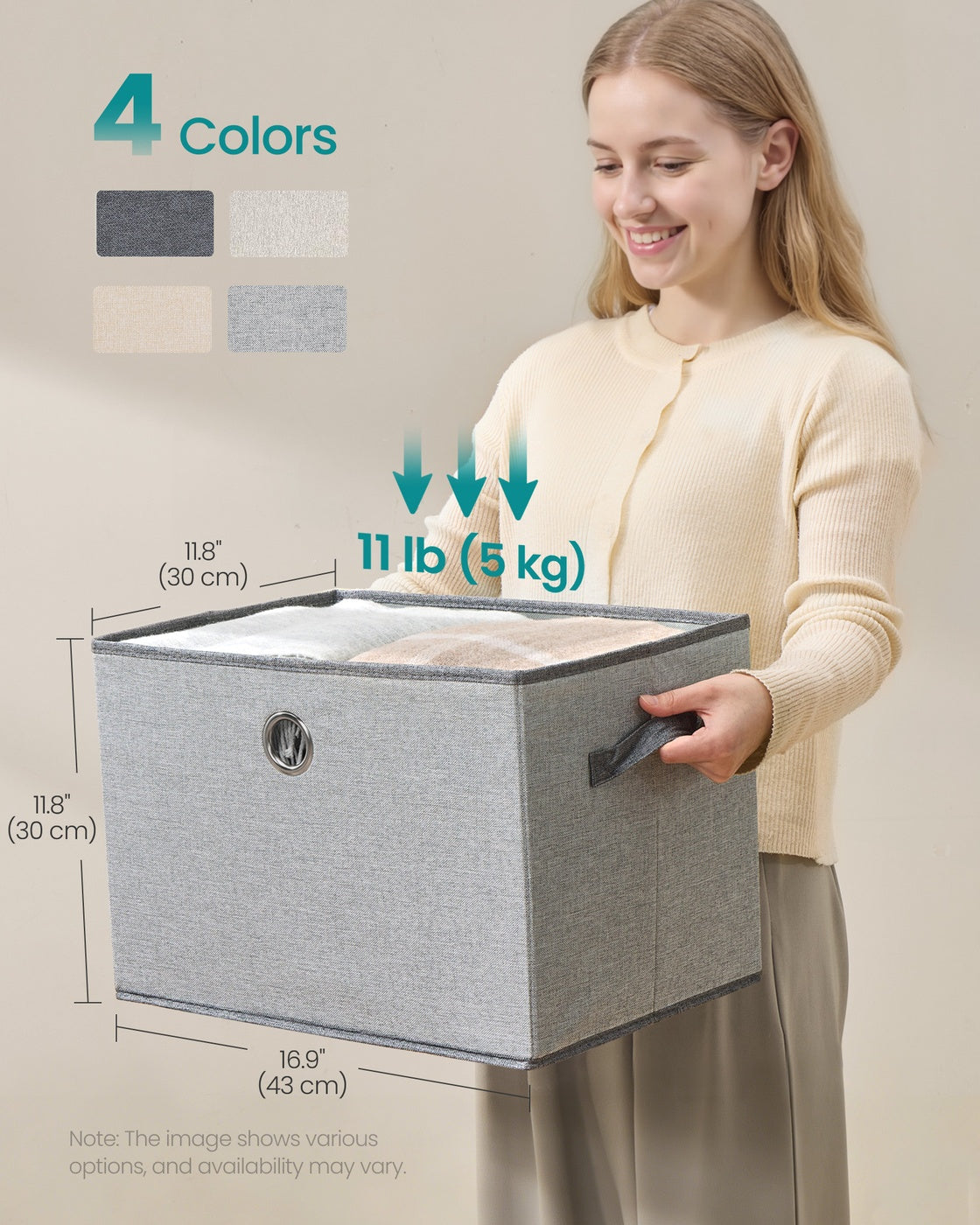 Stackable Fabric Storage Boxes - With Lids and Handles - Closet Organizers - Set of 3