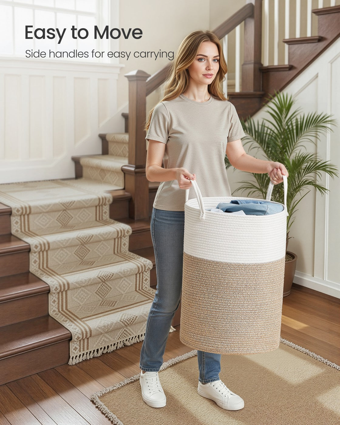 Cotton Rope Laundry Basket - 24 Gal - Tall Soft-Sided Hamper